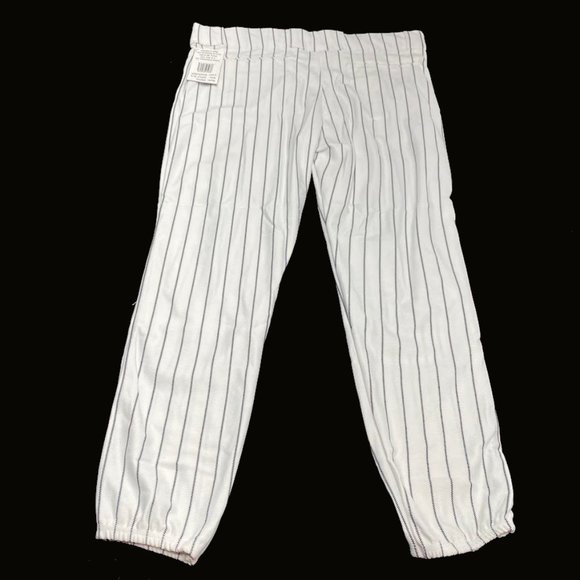 All Star Baseball Pants Adult XL White Green Pinstripe Full Length Softball Mens - Picture 2 of 11